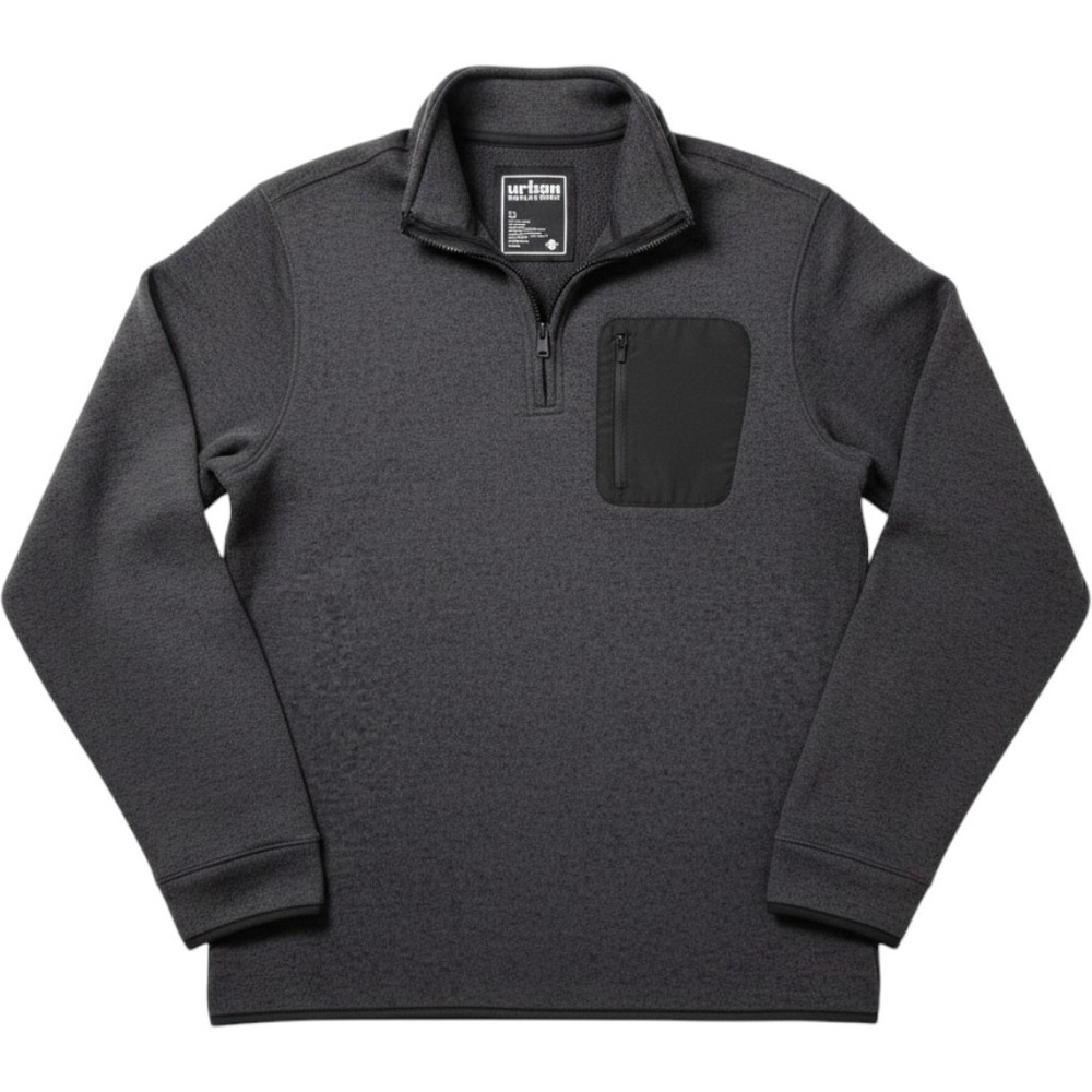 Urban Pipeline Mens Sweater 1/4 Zip Pocket Polyester Size XL Gray Casual Outdoor